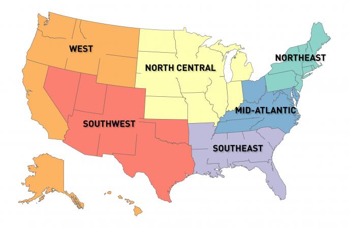 Total Diet Study Collection Regions Based on Population Size (FY2018 and on) 