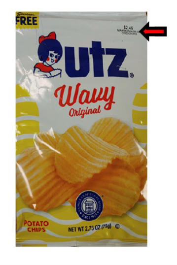 “UTZ Wavy Original Potato Chips 2.75 oz. Front Bag Label”