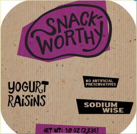 Label, Snack Worthy Yogurt Raisins