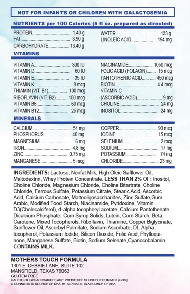 Mother's Touch Formula Ingredients