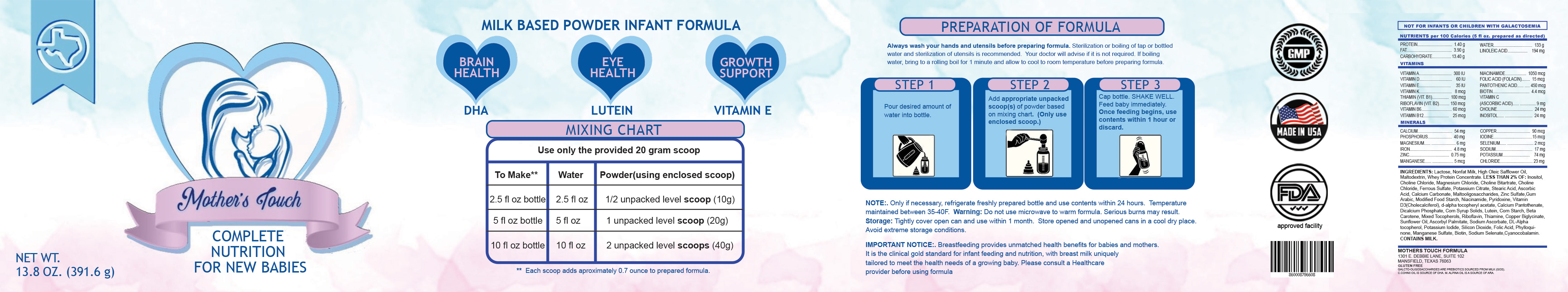 Mother's Touch Formula Full Product Label