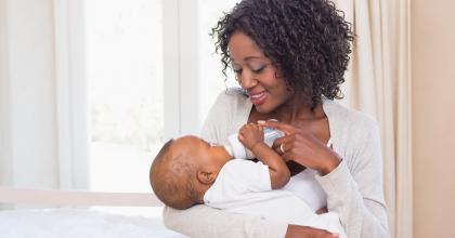 Mother holding infant