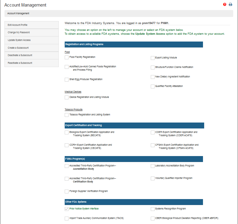 Accessing PNSI Instructions: Figure 2 System Welcome Screen