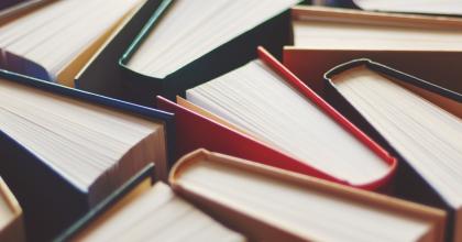 books standing upright