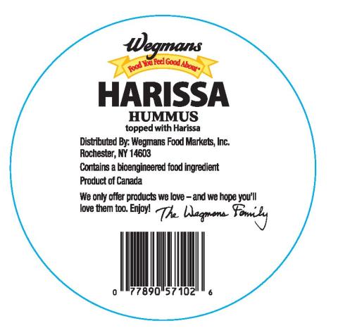 Wegmans Harissa Hummus, top and bottom label, correct label