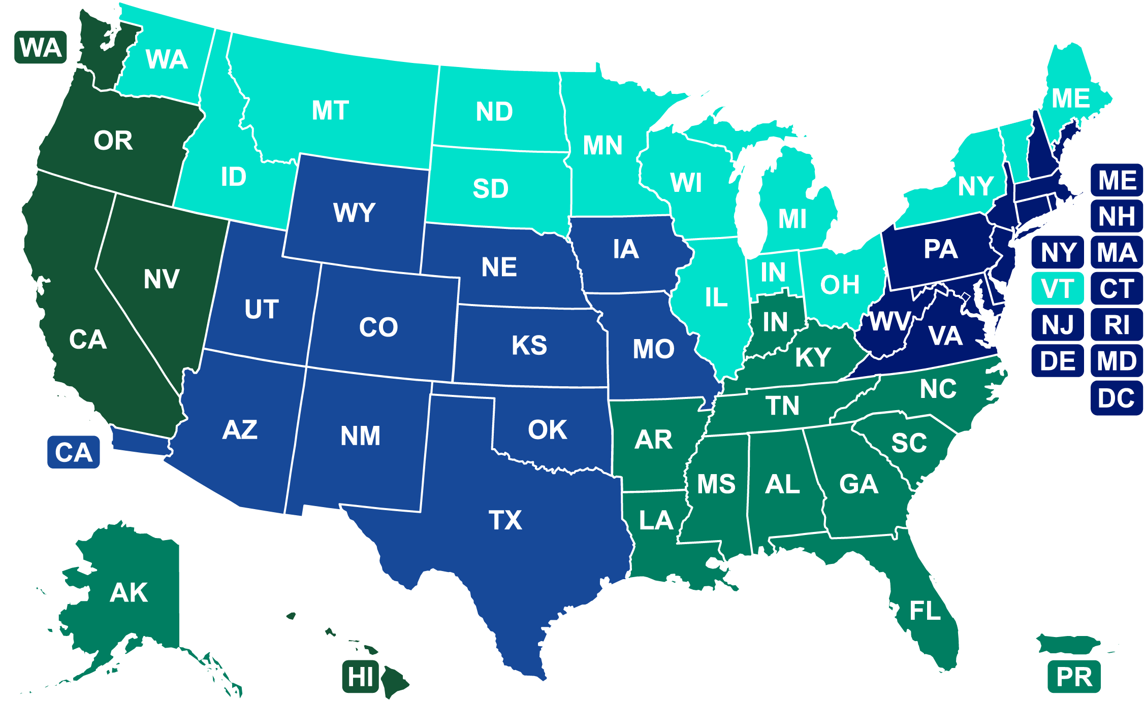 Clickable Map of USA