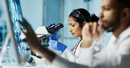 Man and woman working in Lab