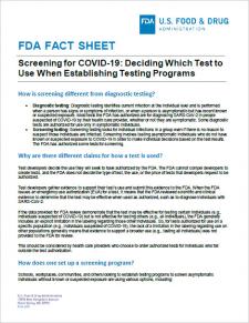 Screening for COVID-19: Deciding Which Test to Use When Establishing Testing Programs