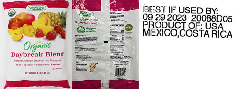 Hepatitis A in Strawberries - Organic Daybreak Blend (Front, Back Packaging, & Best if Used By Date)