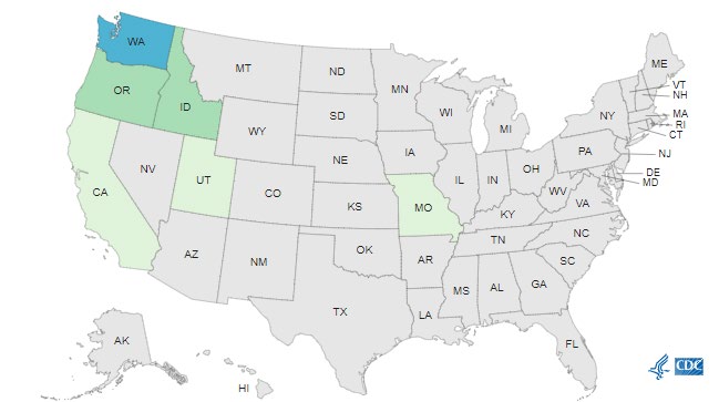 Outbreak Investigation of Salmonella related to Raw Cookie Dough (May 2023) - CDC Case Count Map as of 5/23/2023