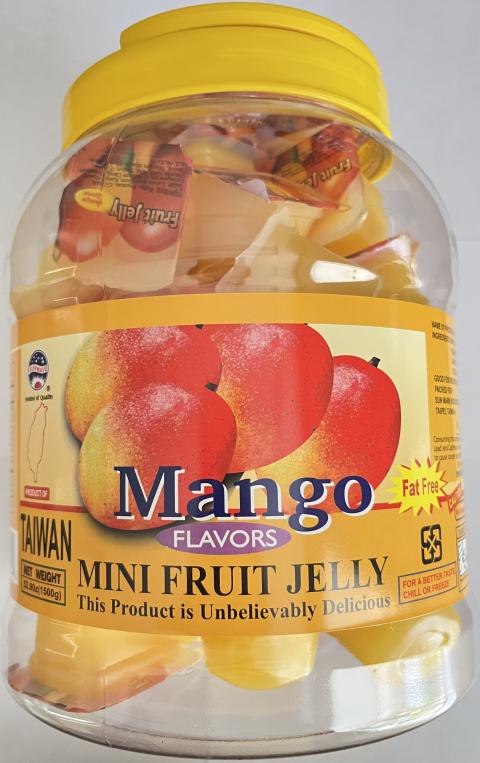 Sun Wave Mini Fruit Jelly Cup (Mango Flavor); UPC 715685121444; Net Weight 52.91 oz. 