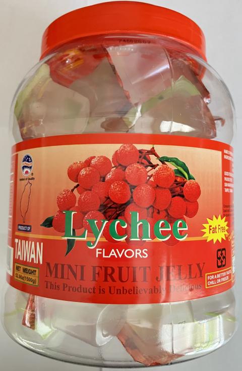 Sun Wave Mini Fruit Jelly Cup (Lychee Flavor); UPC 715685121451; Net Weight 52.91 oz.