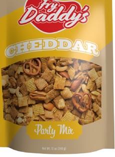 Fry Daddy’s Band Cheddar Party Mix 12oz UPC 850047648020, Bagged 