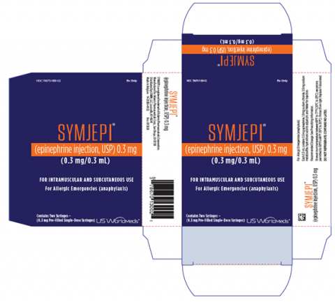 “SYMJEPI (epinephrine injection) USP 0.3 mg, (0.3 mg/0.3 mL)”