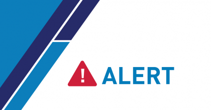 Red triangle with exclamation point to the left of the word alert