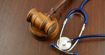 Gavel and stethoscope, representing medical countermeasure-related counterterrorism legislation