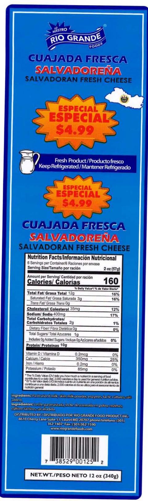 Label, Rio Grande Cuajada Fresca Salvadoreño