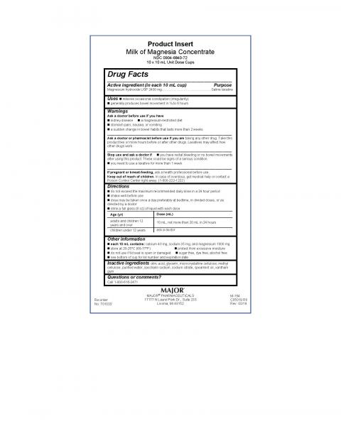 Product Insert, Major Milk of Magnesia Concentrate, 10 x 10 mL Unit Does Cups