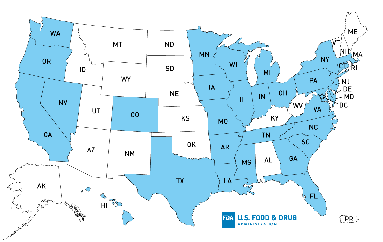 Outbreak Investigation of Salmonella Stanley in Wood Ear Mushrooms (September 2020) - U.S. Distribution Map of Recalled Wood Ear Mushrooms 9/24/2020