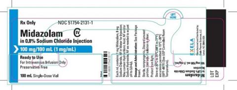 Image 3: “Exela brand Midazolam in 0.8% Sodium Chloride Injection 100 mg/100 mL”