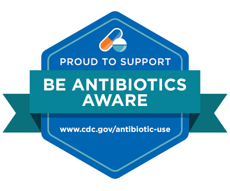 Proud to Support, Be Antibiotics Aware, www.cdc.gov/antibiotic-use