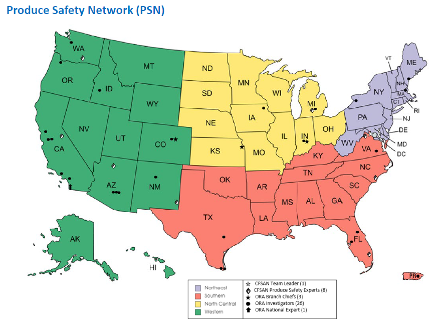 Produce Safety Network Map Image