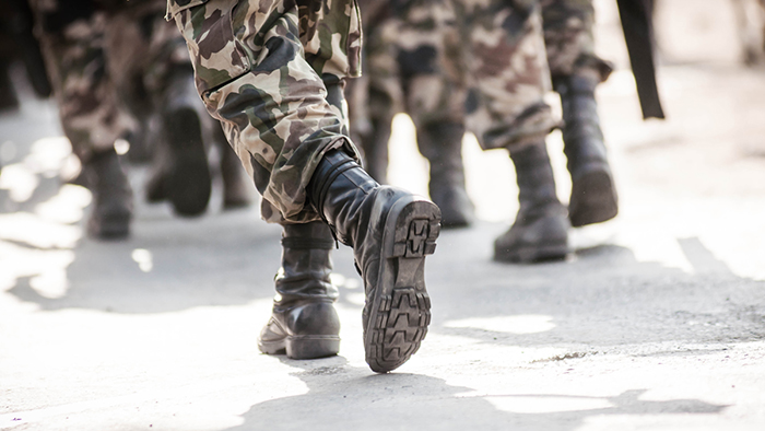 military personnel walking