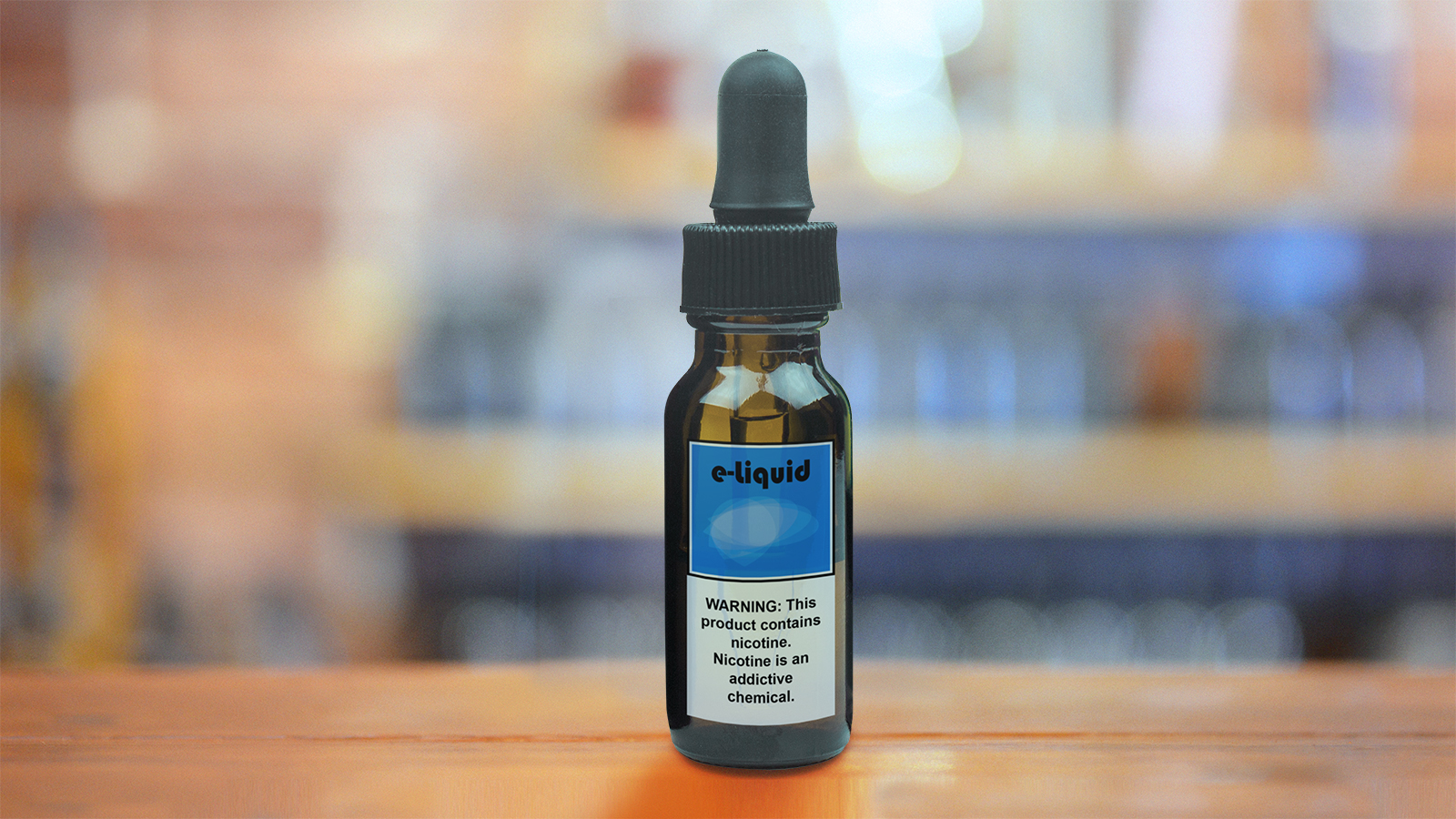 small bottle of e-liquid for use with e-cigarettes and other vaping devices
