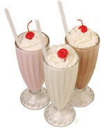 food ingredients additives and colors - vanilla chocolate and strawberry milkshakes