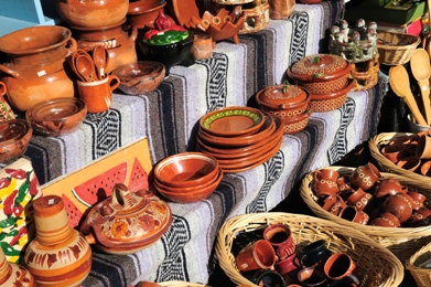 mexican pottery stall