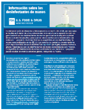 A small image of the PDF Hand Sanitizer Safety Clinician Newsletter article in Spanish