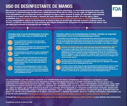 A small image of the PDF Hand Sanitizer Safety Infographic in Spanish