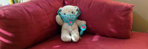 teddy bear with stethoscope and mask