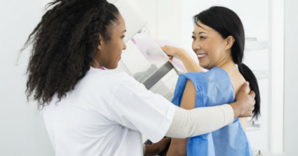 Asian women undegoing mammography