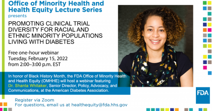 OMHHE Health Equity Lecture Series: Promoting Clinical Trial Diversity for Racial and Ethnic Minority Populations Living with Diabetes
