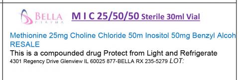 "Bella Pharma M I C 25/50/50 Sterile 30ml Vial"