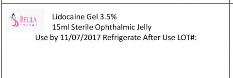 "Bella Pharma Lidocaine Gel 3.5%, 15ml Sterile Ophthalmic Jelly"