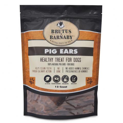 Label, Brutus & Barnaby Pig Ears, 12 count