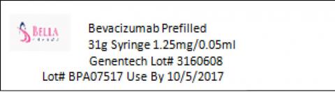 "Bella Pharma Bevacizumab Prefilled 31g Syringe 1.25mg/0.05ml"
