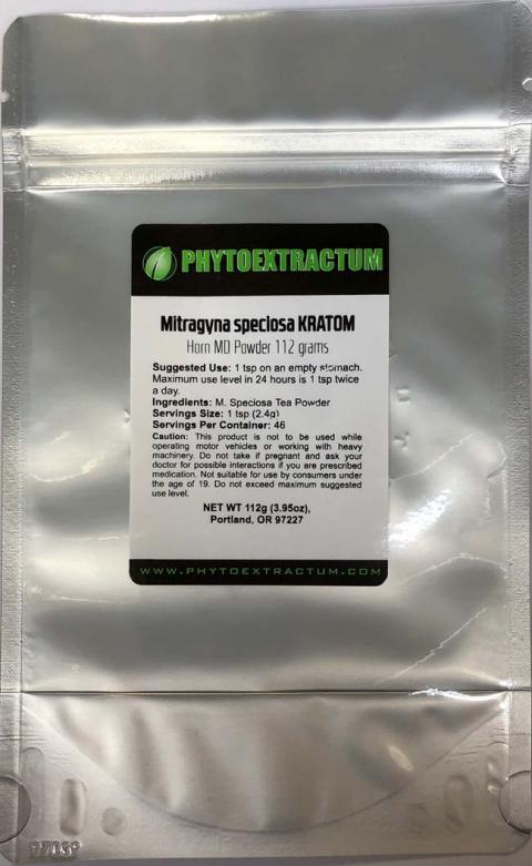 "PHYTOEXTRACTUM MITRAGYNA SPECIOSA KRATOM HORN MD POWDER 112G"