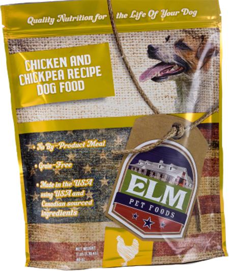 Elm Pet Food, Chicken and Chickpea Recipe, front label