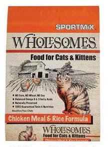 Image 66. “Sportmix Wholesomes Food for Cats & Kittens, Chicken Meal & Rice Formula, Front Label”