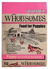 Image 68. “Sportmix Wholesomes Food for Puppies, Puppy Chicken Meal & Rice Formula, Front Label”