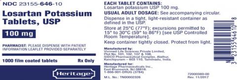 Label, Losartan Potassium Tablets, 100 mg, 1000 count