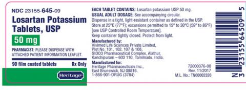 Label, Losartan Potassium Tablets, 50 mg, 90 count