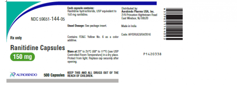 Label, Ranitidine Capsules, 150 mg, 500 capsules