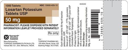 Brown/White Label, Losartan potassium tablets, 50 mg, 1000 count