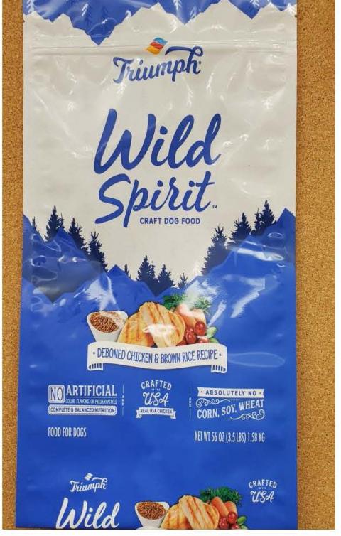 Front Image – Triumph Wild Spirit Craft Dog Food Deboned Chicken & Brown Rice Recipe 3.5 lbs.