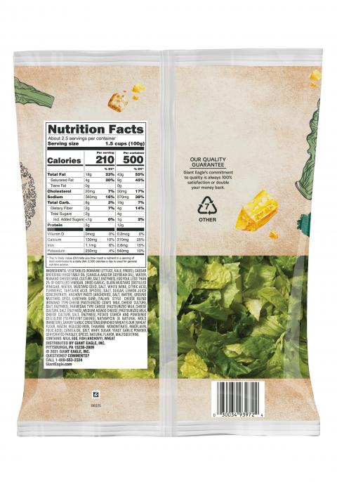 Photo 20 – Representative Labeling, Market District Salad Kit Ultimate Kale Caesar 