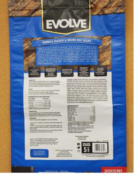 Back Image – Evolve Classic Super Premium Food – Ingredient Statement